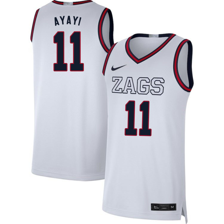 Men #11 Joel Ayayi Gonzaga Bulldogs College Basketball Jerseys Sale-White - Click Image to Close